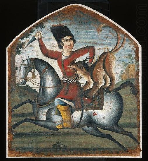unknow artist Hunter on Horseback Attacked by a Mythical Beast china oil painting image
